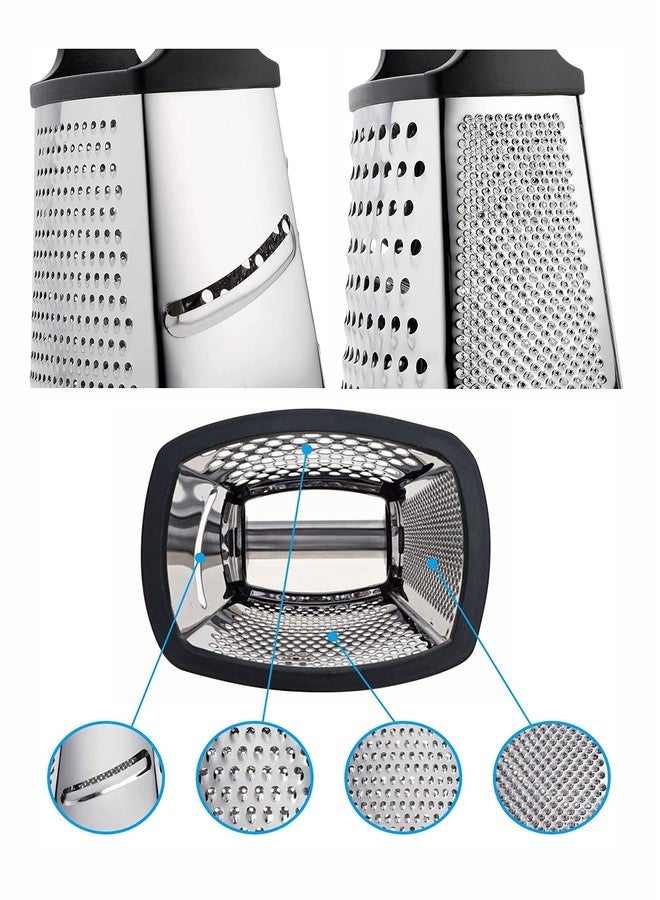 NAALSA - Turkey 4 Side Stainless Steel Professional Multi Purpose Grater Steel Handle Vegetable Chopper Slicer Kitchen Cutter, Shredder for Cheese & Vegetables 9 inch - Image 5